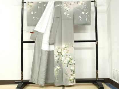 平和屋着物●訪問着　刺繍　枝花文　暈し染め　金彩　正絹　逸品　CABM4515yc