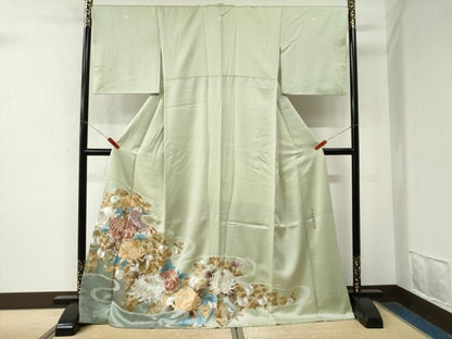 平和屋着物●十七代京屋林蔵　色留袖　乱菊花文　金糸　ロング丈　正絹　逸品　CABM4521yc