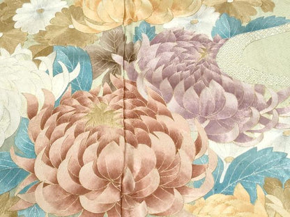 平和屋着物●十七代京屋林蔵　色留袖　乱菊花文　金糸　ロング丈　正絹　逸品　CABM4521yc