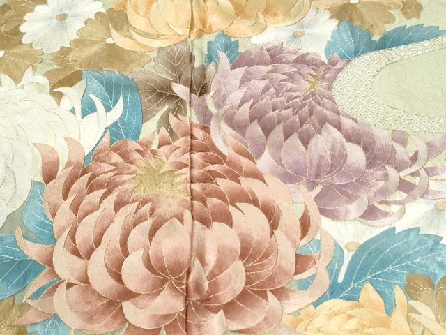 平和屋着物●十七代京屋林蔵　色留袖　乱菊花文　金糸　ロング丈　正絹　逸品　CABM4521yc