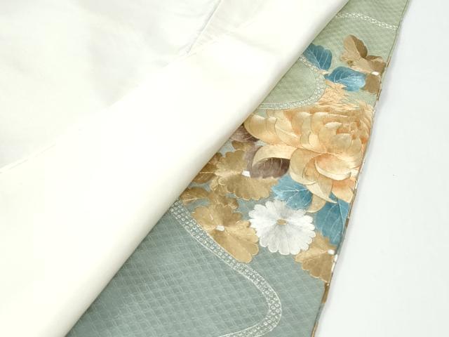 平和屋着物●十七代京屋林蔵　色留袖　乱菊花文　金糸　ロング丈　正絹　逸品　CABM4521yc