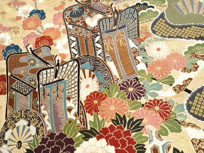 平和屋着物●豪華振袖　駒刺繍　御所車鴛鴦草花文　金彩　正絹　逸品　CABM4523yc