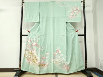 平和屋着物●訪問着　籬枝橘花文　暈し染め　金彩　正絹　逸品　未使用　CABM4528yc