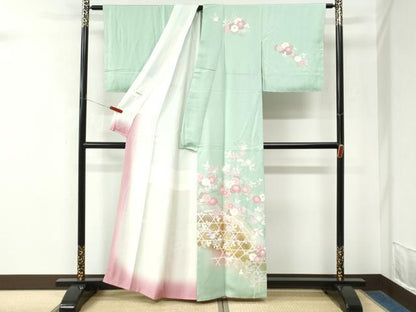 平和屋着物●訪問着　籬枝橘花文　暈し染め　金彩　正絹　逸品　未使用　CABM4528yc