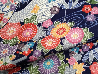 平和屋着物●上質な小紋　遠山飛鶴流水草花文　正絹　逸品　CABM4530yc