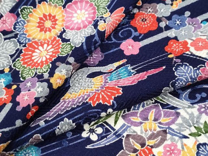 平和屋着物●上質な小紋　遠山飛鶴流水草花文　正絹　逸品　CABM4530yc