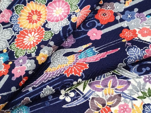 平和屋着物●上質な小紋　遠山飛鶴流水草花文　正絹　逸品　CABM4530yc