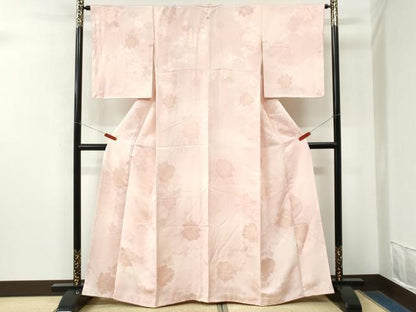 平和屋着物●上質な小紋　地紋起こし　薔薇　正絹　逸品　未使用　CABM4533yc