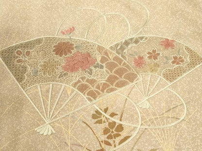 平和屋着物●中国三大刺繍　スワトウ刺繍　訪問着　扇面草花文　暈し染め　正絹　逸品　CABM4536yc