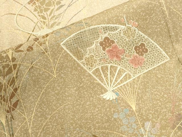 平和屋着物●中国三大刺繍　スワトウ刺繍　訪問着　扇面草花文　暈し染め　正絹　逸品　CABM4536yc
