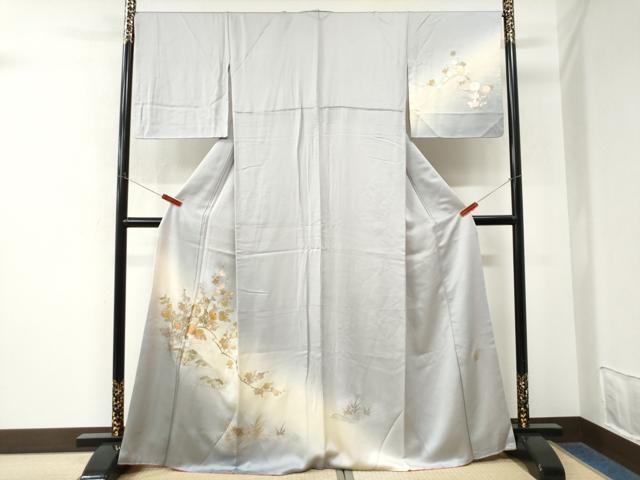 平和屋着物●金彩友禅　卓越技能者・名工・和田光正　訪問着　枝菊舟松梅文　暈し染め　金彩　正絹　逸品　CABM4537yc