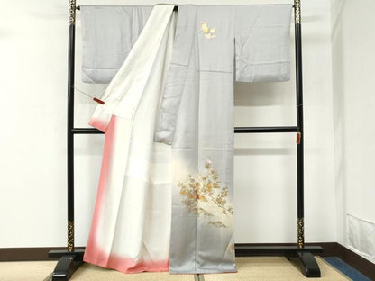 平和屋着物●金彩友禅　卓越技能者・名工・和田光正　訪問着　枝菊舟松梅文　暈し染め　金彩　正絹　逸品　CABM4537yc