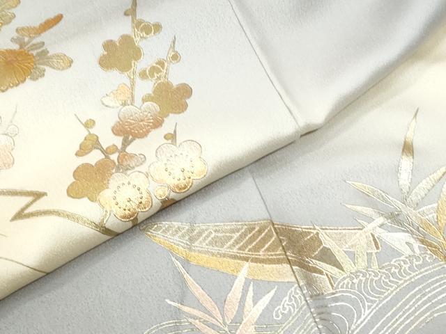 平和屋着物●金彩友禅　卓越技能者・名工・和田光正　訪問着　枝菊舟松梅文　暈し染め　金彩　正絹　逸品　CABM4537yc