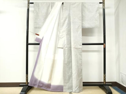 平和屋着物●本場大島紬　白大島　7マルキ　枝花文　正絹　逸品　CABM4541yc
