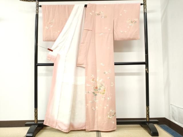 平和屋着物●創業460年・千總　訪問着　駒刺繍　枝橘花蝶文　金彩　正絹　逸品　CABM4542yc