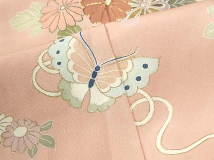 平和屋着物●創業460年・千總　訪問着　駒刺繍　枝橘花蝶文　金彩　正絹　逸品　CABM4542yc