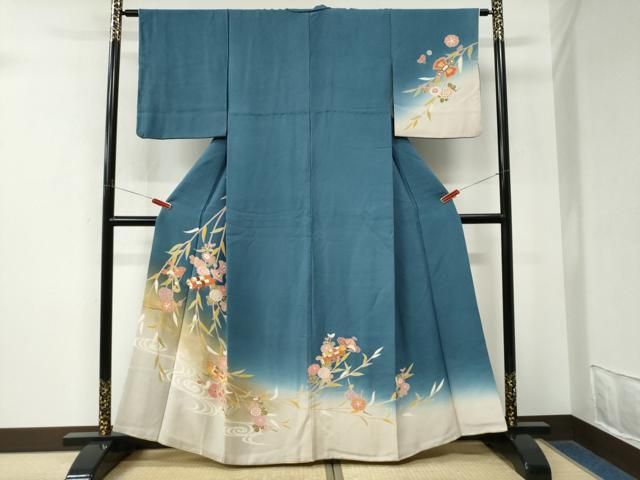 平和屋着物●訪問着　駒刺繍　宝尽くし流水枝花文　暈し染め　金彩　正絹　逸品　CABM4543yc