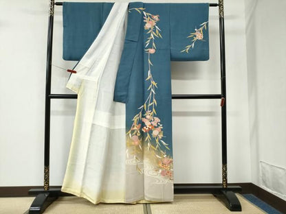 平和屋着物●訪問着　駒刺繍　宝尽くし流水枝花文　暈し染め　金彩　正絹　逸品　CABM4543yc