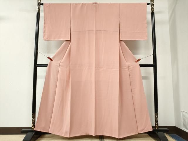 平和屋着物●上質な色無地　珊瑚色　正絹　逸品　未使用　CABM4545yc