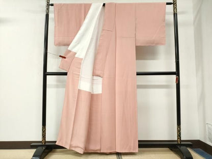 平和屋着物●上質な色無地　珊瑚色　正絹　逸品　未使用　CABM4545yc