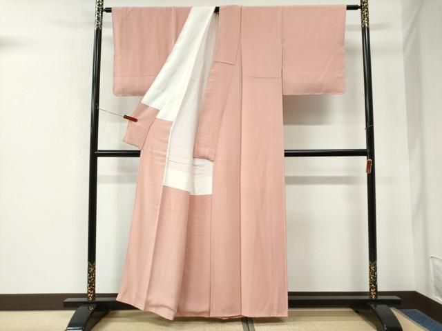 平和屋着物●上質な色無地　珊瑚色　正絹　逸品　未使用　CABM4545yc