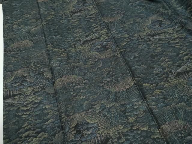 平和屋着物●都喜ヱ門　本場大島紬　9マルキ　泥染め　樹林風景文　藤絹織物謹製　証紙付き　正絹　逸品　CABM4559yc