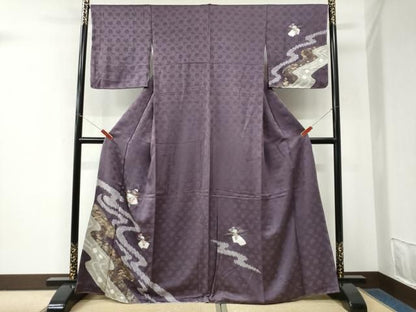 平和屋着物●訪問着　絞り　刺繍　地紙草花文　金彩　正絹　逸品　未使用　CABM4561yc