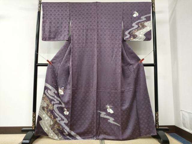 平和屋着物●訪問着　絞り　刺繍　地紙草花文　金彩　正絹　逸品　未使用　CABM4561yc