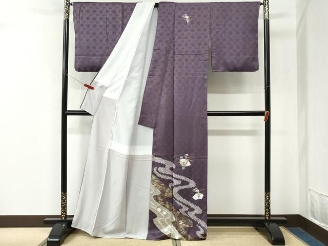 平和屋着物●訪問着　絞り　刺繍　地紙草花文　金彩　正絹　逸品　未使用　CABM4561yc
