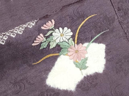平和屋着物●訪問着　絞り　刺繍　地紙草花文　金彩　正絹　逸品　未使用　CABM4561yc
