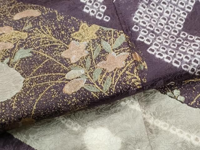 平和屋着物●訪問着　絞り　刺繍　地紙草花文　金彩　正絹　逸品　未使用　CABM4561yc