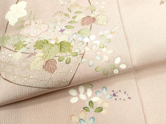 平和屋着物●訪問着　駒刺繍　花籠文　暈し染め　金彩　正絹　逸品　CABM4563yc
