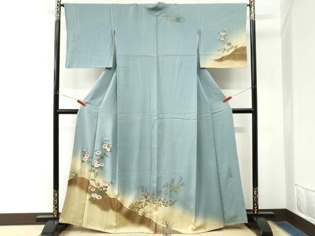 平和屋着物●訪問着　作家物　枝菊文　暈し染め　金彩　正絹　逸品　CABM4564yc