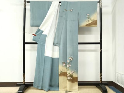 平和屋着物●訪問着　作家物　枝菊文　暈し染め　金彩　正絹　逸品　CABM4564yc