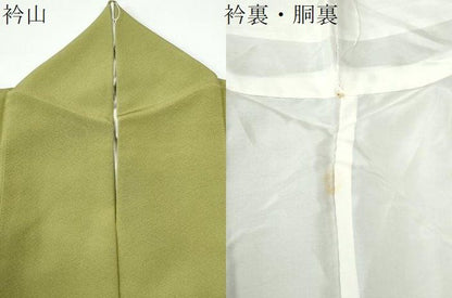 平和屋着物●上質な色無地　草木染　青朽葉色　正絹　逸品　CABM4565yc
