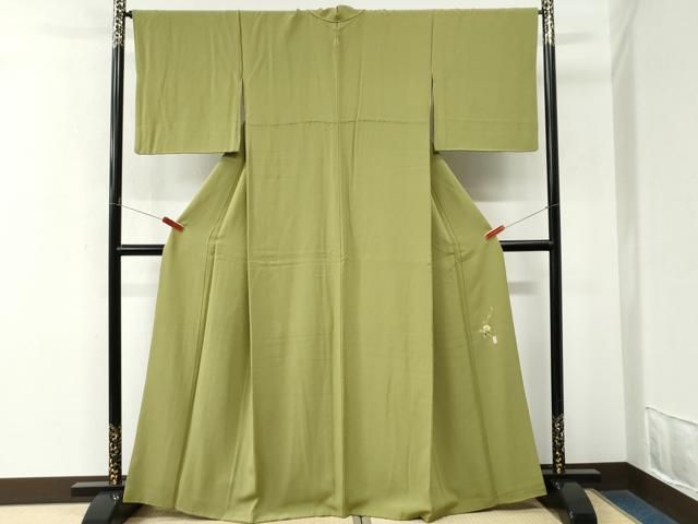 平和屋着物●上質な色無地　草木染　青朽葉色　正絹　逸品　CABM4565yc