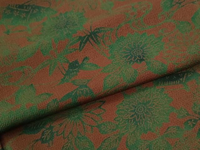 平和屋着物●宮内庁御用達　赤城右堂　小紋　型染め　流水草花文　鬼しぼ縮緬　正絹　逸品　CABM4567yc