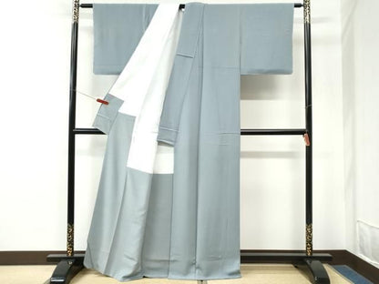 平和屋着物●上質な色無地　藍鼠色　正絹　逸品　未使用　CABM4571yc