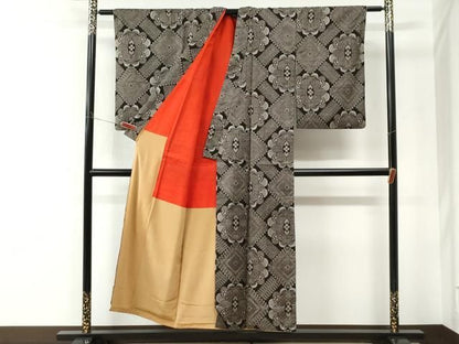 平和屋着物●本場大島紬　龍郷絣　正絹　逸品　CABM4579yc