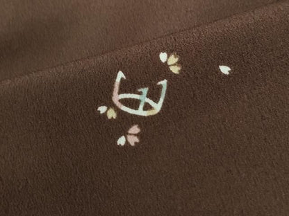 平和屋着物●小紋　茶道具　舞花弁　洗える着物　CABM4582yc