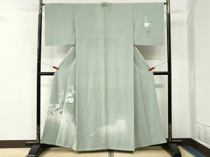 平和屋着物●本加賀友禅作家　南克治　訪問着　枝花文　暈し染め　正絹　逸品　CABM4584yc