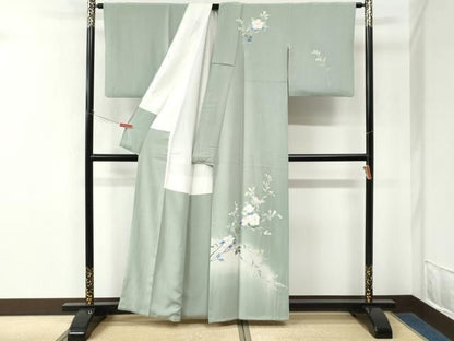 平和屋着物●本加賀友禅作家　南克治　訪問着　枝花文　暈し染め　正絹　逸品　CABM4584yc