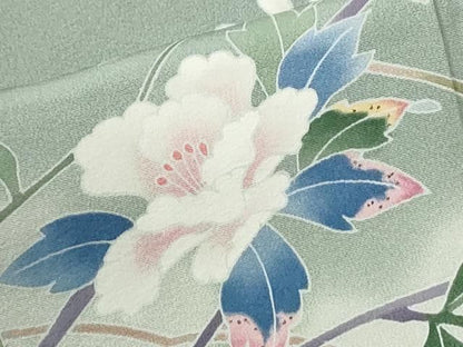 平和屋着物●本加賀友禅作家　南克治　訪問着　枝花文　暈し染め　正絹　逸品　CABM4584yc