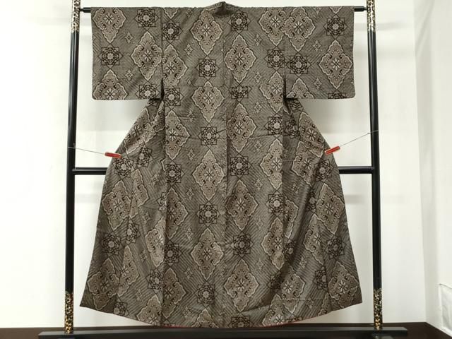平和屋着物●本場大島紬　龍郷絣　正絹　逸品　CABM4585yc