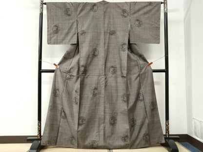 平和屋着物●本場大島紬　9マルキ　吉祥花丸文　正絹　逸品　CABM4596yc