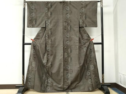 平和屋着物●本場大島紬　9マルキ　雪輪短冊松竹梅　正絹　逸品　CABM4597yc