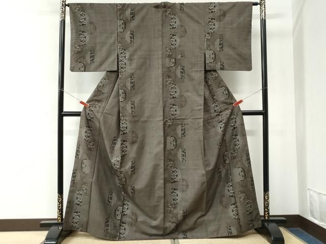 平和屋着物●本場大島紬　9マルキ　雪輪短冊松竹梅　正絹　逸品　CABM4597yc