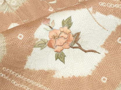 平和屋着物●訪問着　絞り　刺繍　雲取り枝花文　ロング丈　正絹　逸品　CABM4598yc