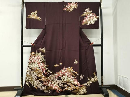 平和屋着物●訪問着　花松文　金彩　正絹　逸品　CABM4601yc