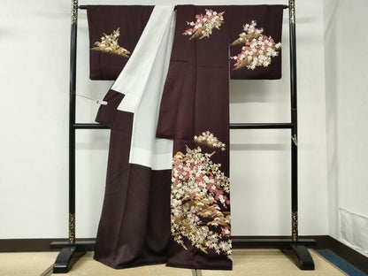 平和屋着物●訪問着　花松文　金彩　正絹　逸品　CABM4601yc